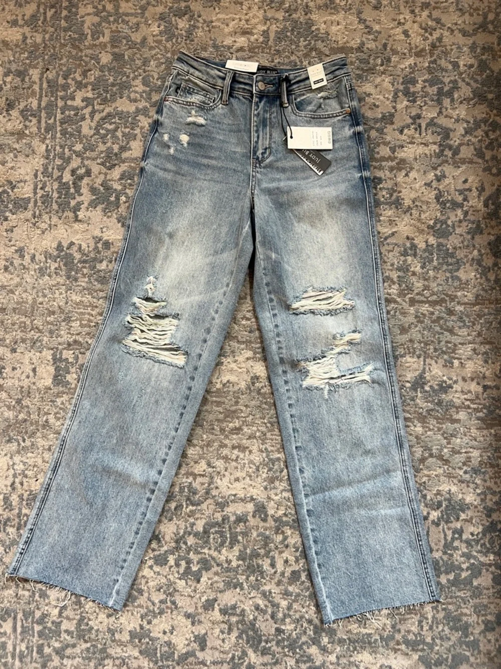 Judy Blue Rigid High Waist 90's Destroyed Straight Jean - Misses and Plus Sizes - Picture 1 of 6
